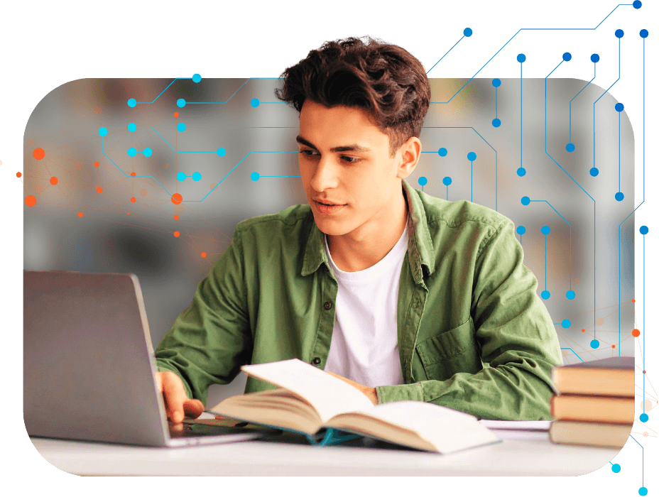 Studente usa la tecnologia