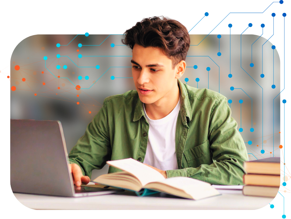 Studente usa la tecnologia