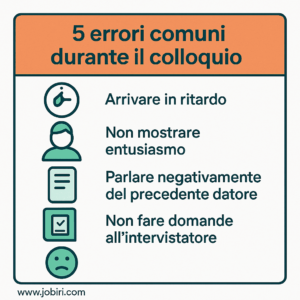 errori colloquio lavoro