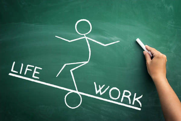 disegno work life balance su lavagna