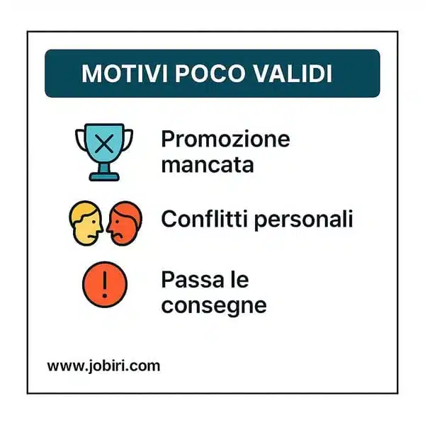 motivi poco validi lasciare lavoro