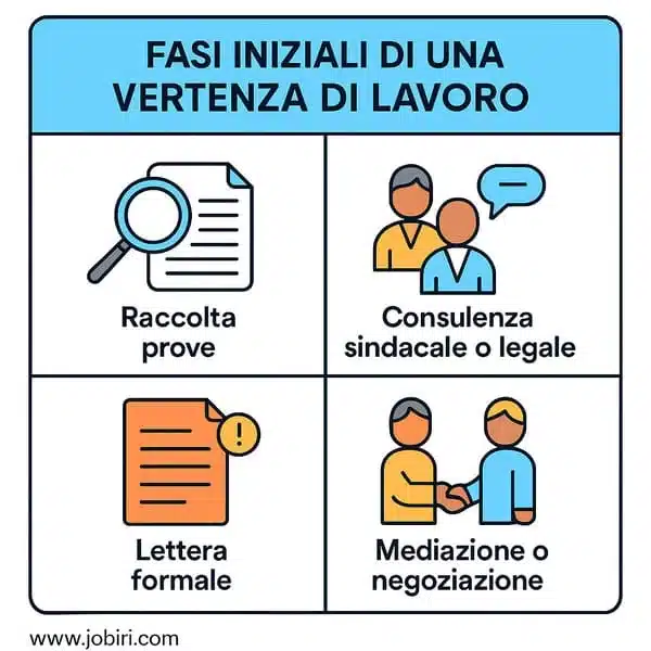 fasi iniziali vertenza lavoro