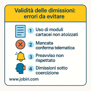 validita dimissioni errori