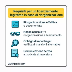 requisiti licenziamento riorganizzazione aziendale