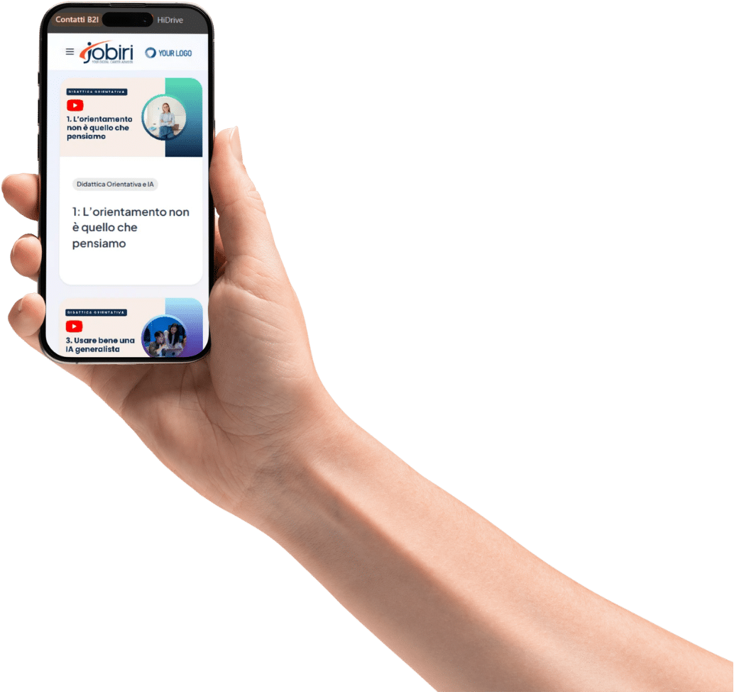L'Academy Jobiri su smartphone, con le videolezioni su didattica orientativa e intelligenza artificiale