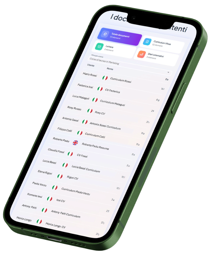Database dei curriculum degli studenti consultabile da smartphone