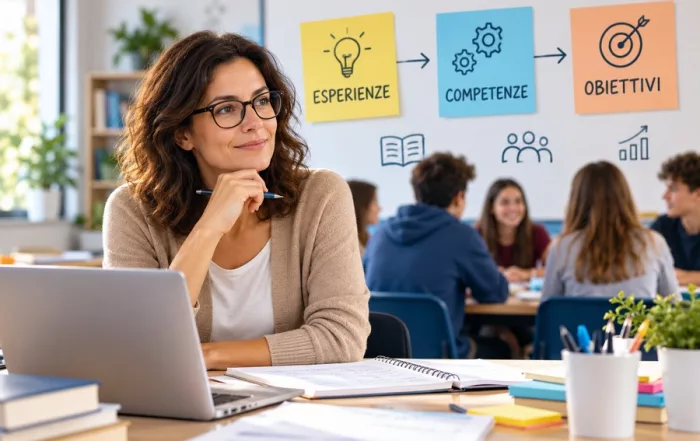 professoressa analizza il bilancio delle competenze in classe