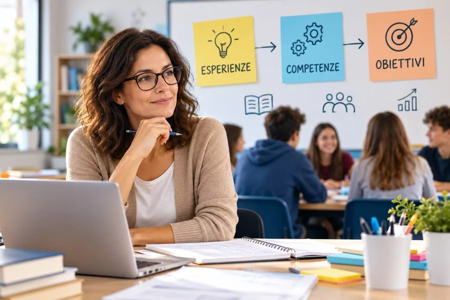 professoressa analizza il bilancio delle competenze in classe