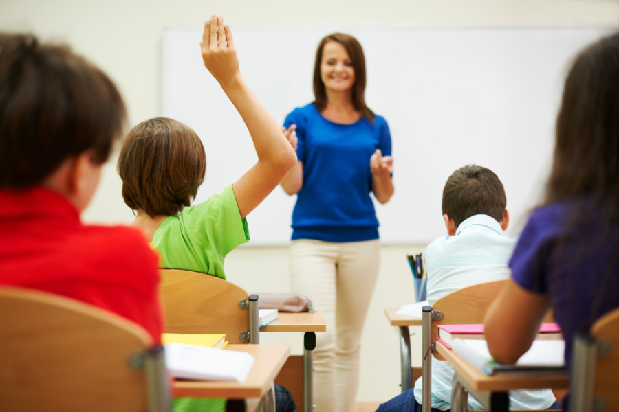 alunni fanno domande alla docente per comprendere in modo più chiaro la lezione